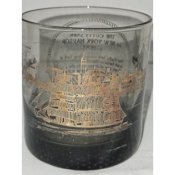 Cutty Sark Scotch Whiskey 4 Old Fashioned Lowball Glasses Smoke - Picture 8 of 10